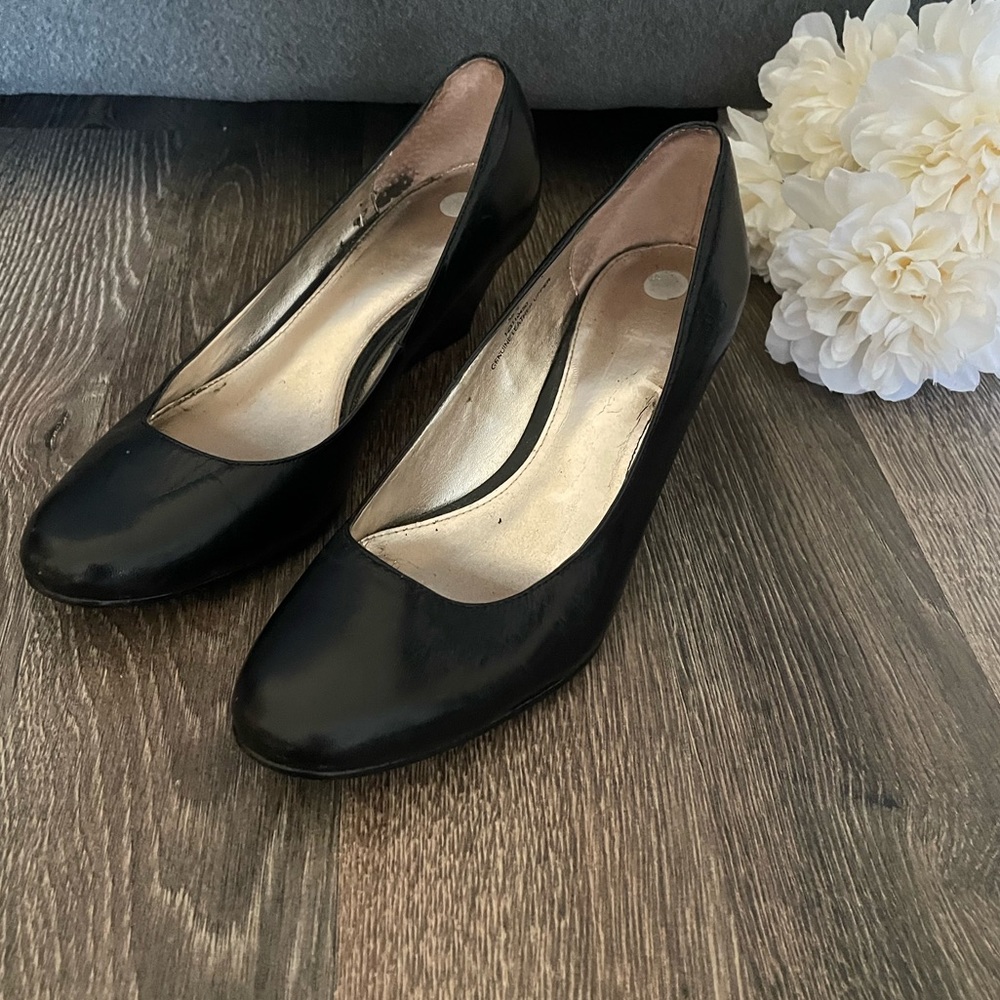 2/$20 - Black Leather Wedges